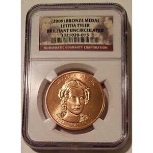 2009 Letitia Tyler U.S. Mint First Spouse Bronze Medal BU NGC Toning